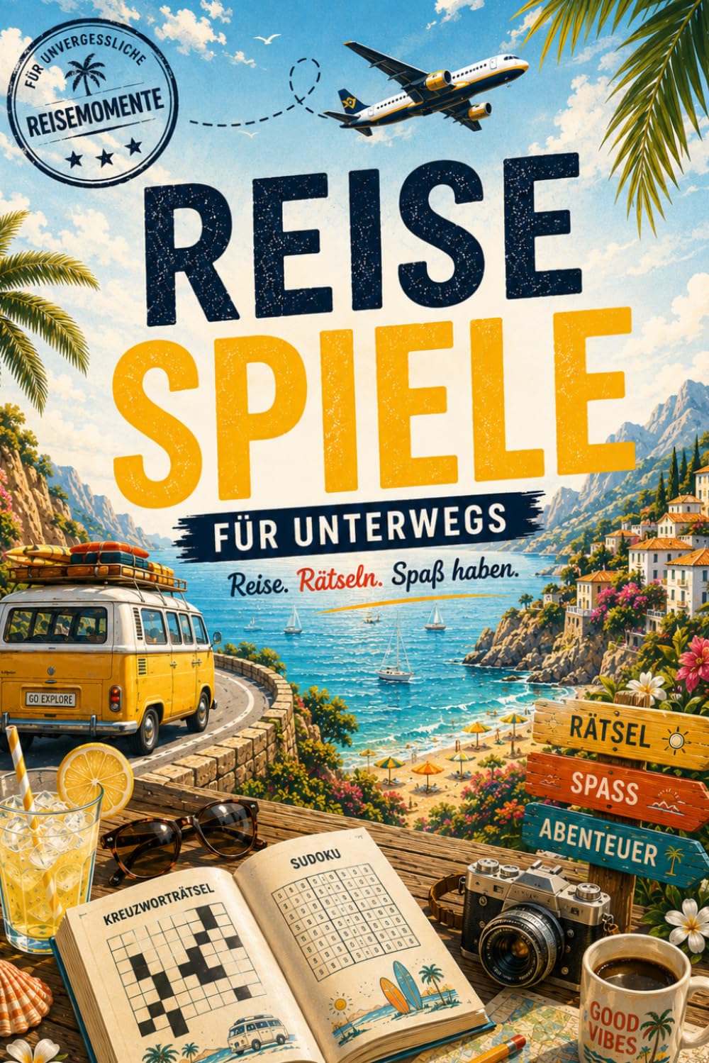 Reisespiele für unterwegs: Lustige Beschäftigung für Erwachsene im Urlaub | Gegen Langeweile auf Autofahrten, Reisen & am Strand.