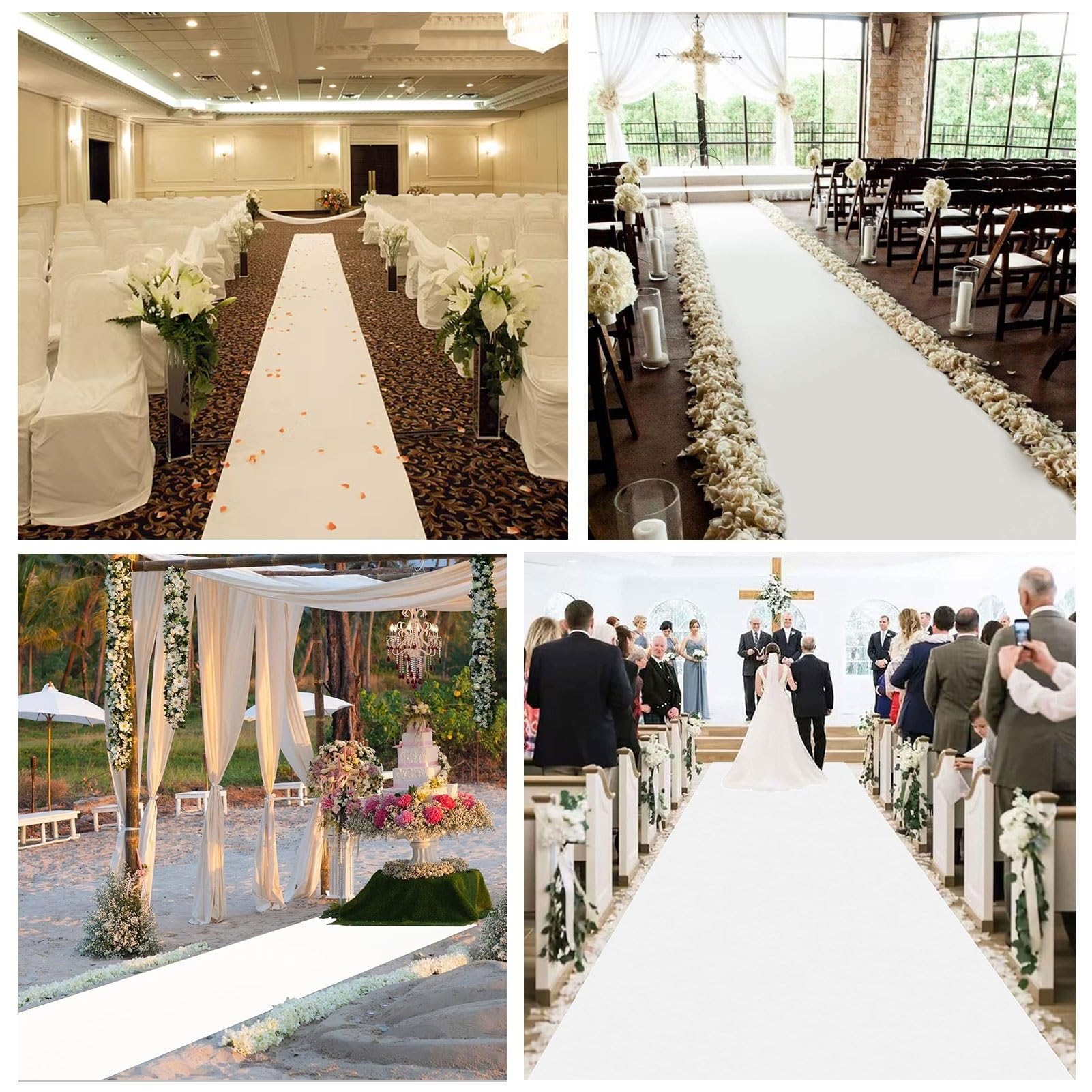 Tapis d'allée pour cérémonie de mariage, 10 m, 20 m, 30 m, tapis blanc, tapis de sol antidérapant, rouleau de tapis de 2 mm d'épaisseur, pour les mariages, les décorations de fête d'église ( Size : 1x
