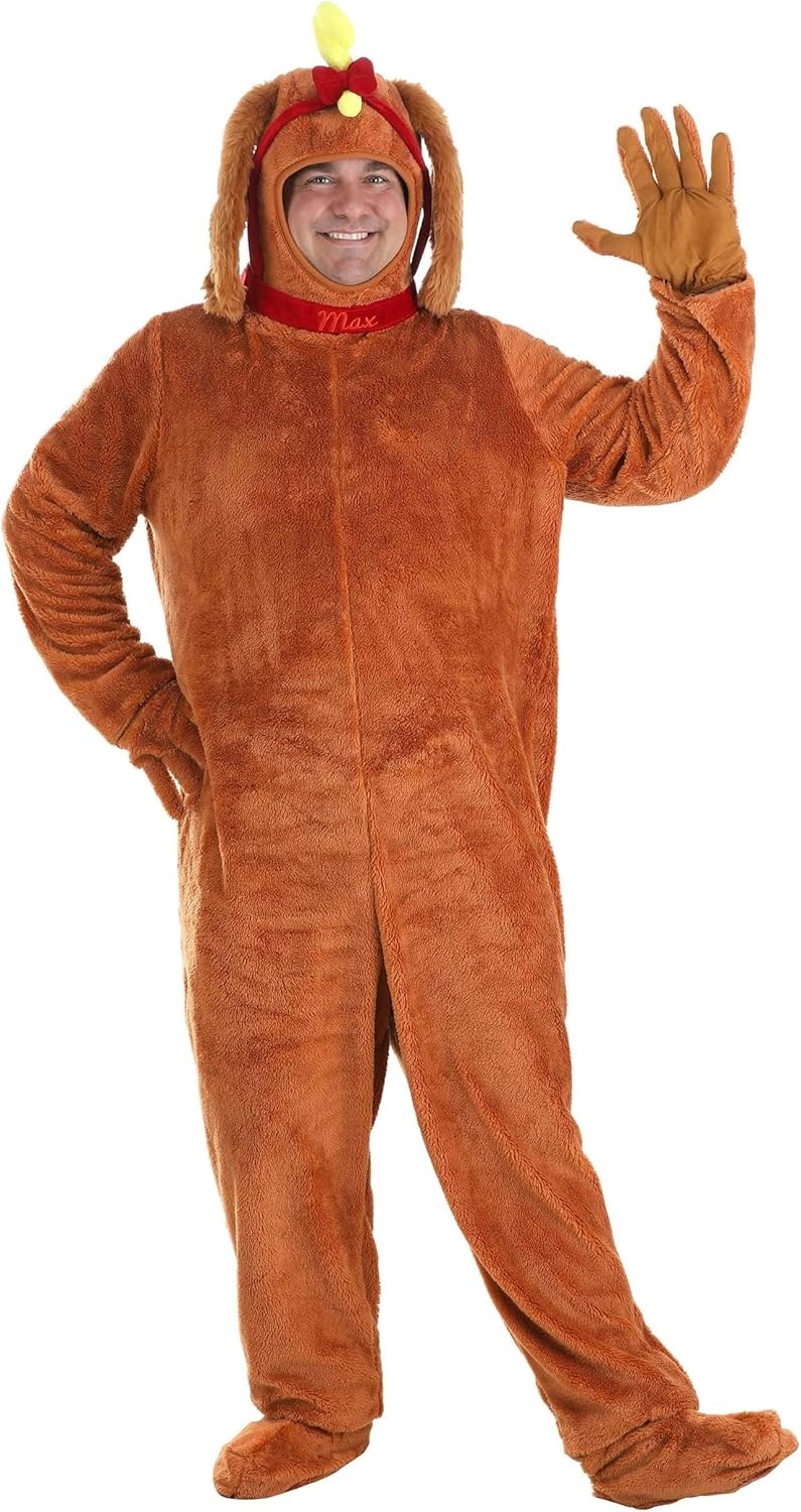 Dr. Seuss Plus Size The Grinch Max Costume - Jumpsuit, Hood, Collar, Gloves, and Shoe Covers, Officially Licensed
