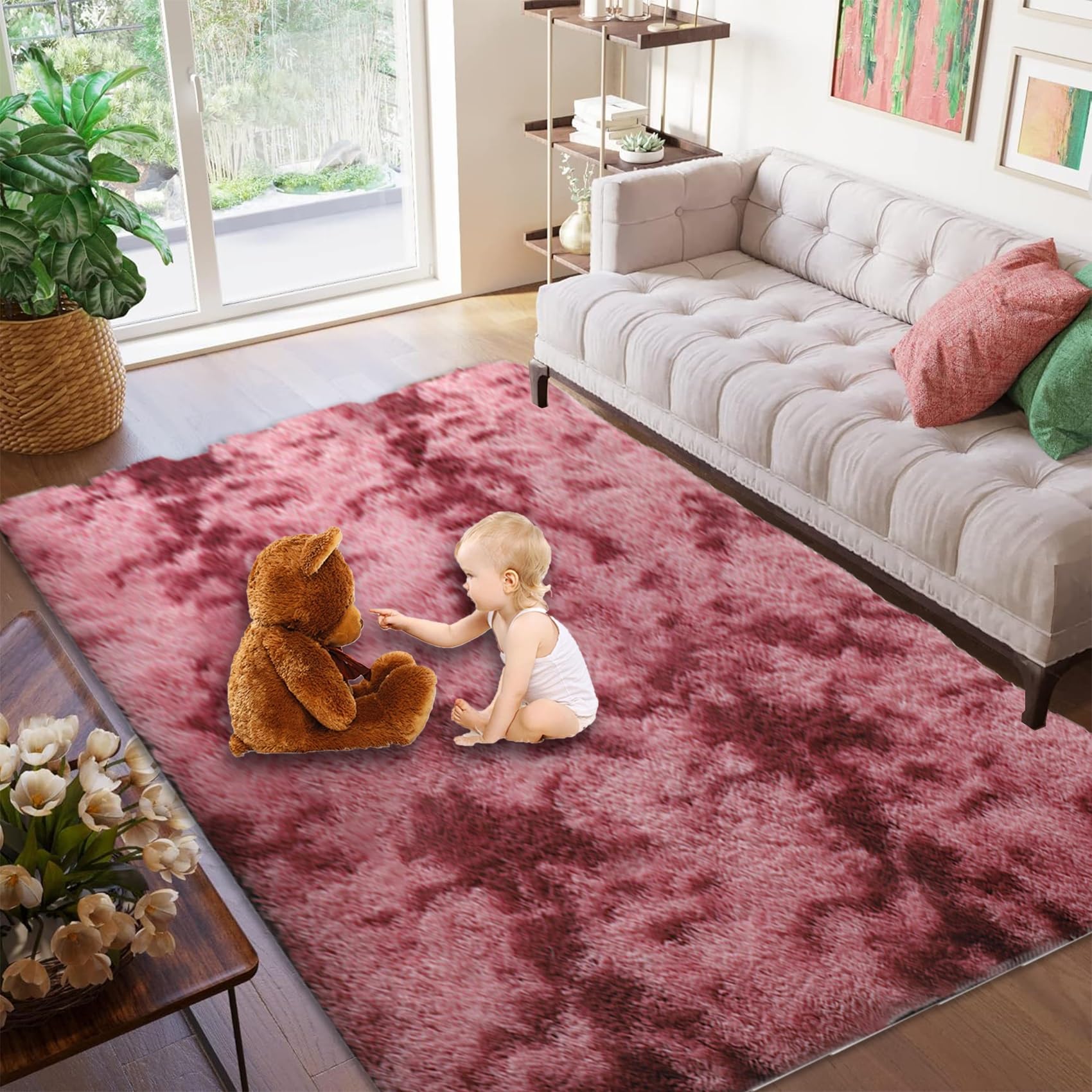 Amazon | ふわふわ肌触り フランネルラグ 300 x 340 cm 手触り優