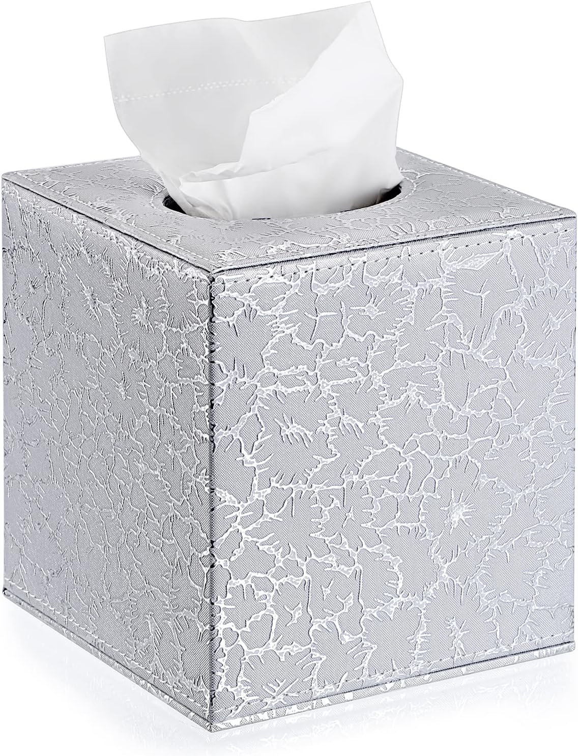 BTSKY Household Square Linen Tissue Box With Decorative Gold Line