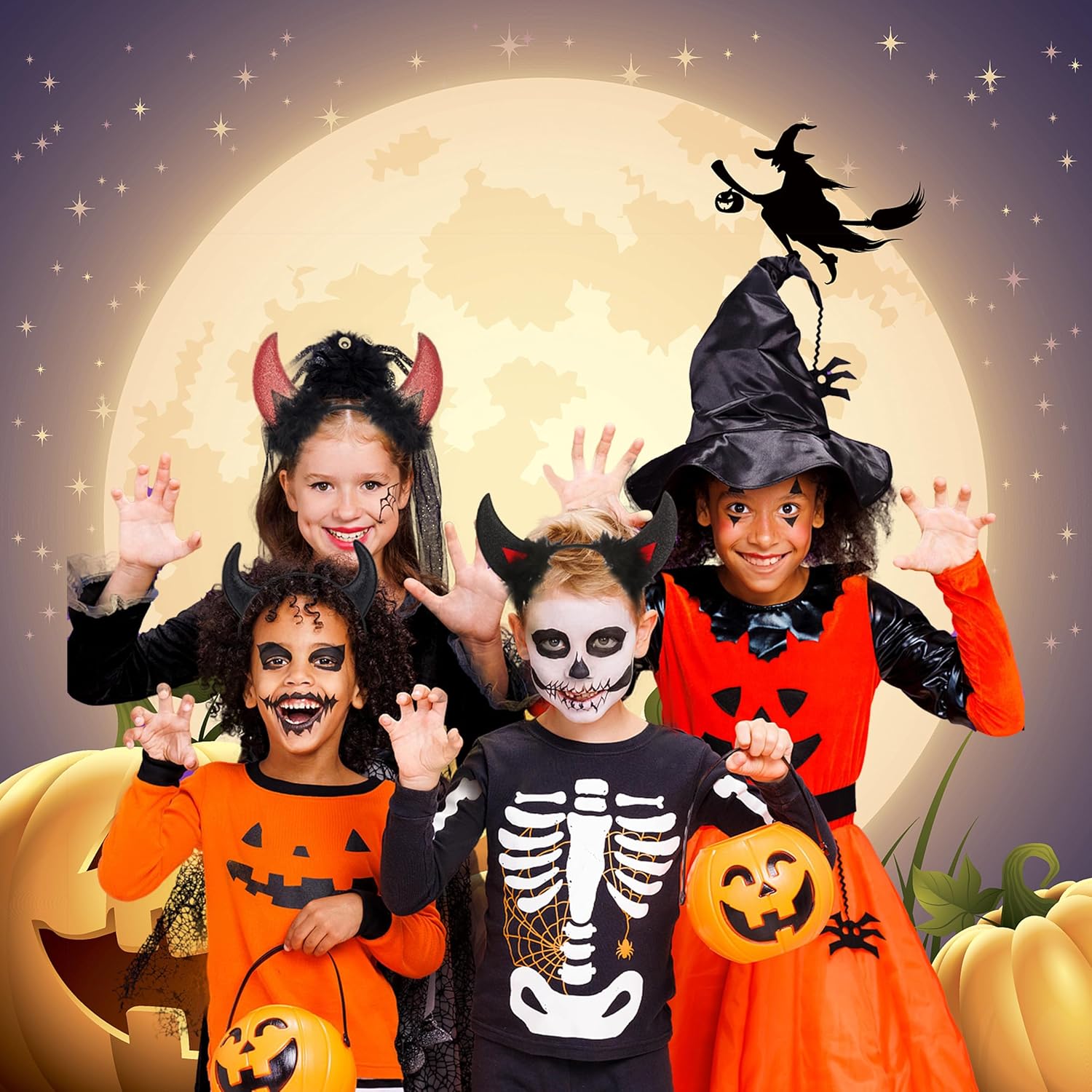 XinblueCo 2pcs Glitter Devil Horns Headband Halloween Devil Ears Headband for Women Halloween Fancy Dress Cosplay Hairband - Image 3