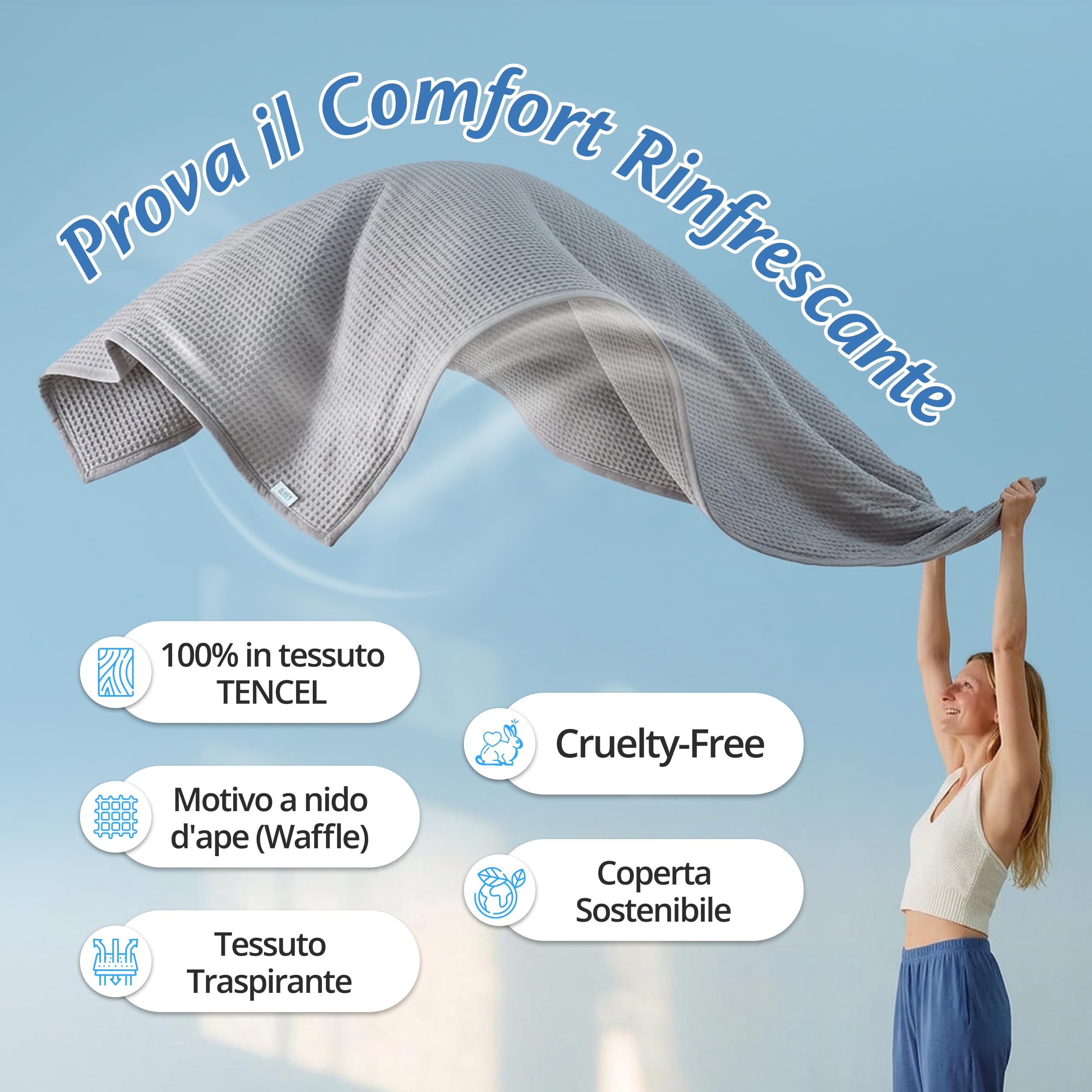 Coperta Rinfrescante Estiva, Coperta Refrigerante Letto in Tessuto Tencel Traspirante, Coperta Raffreddante Fresca per Dormire Bene, 135x200cm - Grigio Nebbia