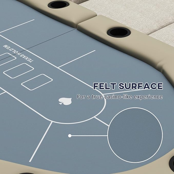 Mesa de Poker Soozier plegable oval azul y marrón 70 pulg miniatura 4