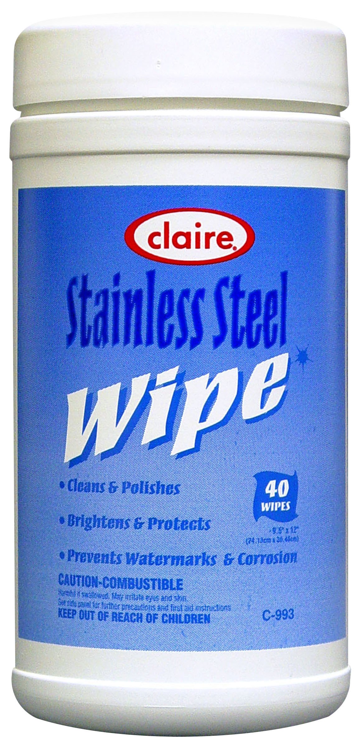 Claire C-993 Stainless Steel Wipes (Pack of 40)