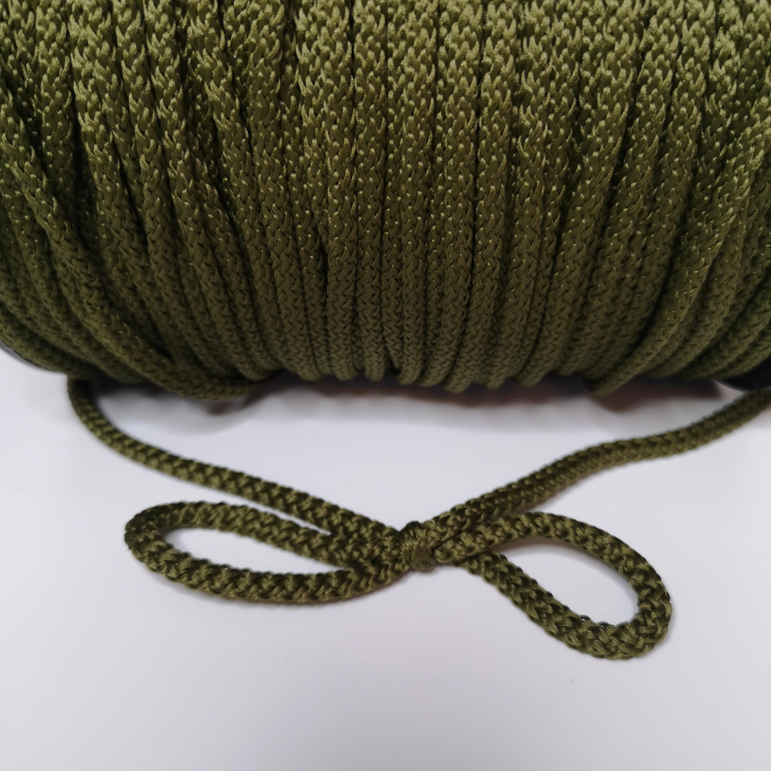 5mm Cord, Braided Drawstring, Strong Rope for Crafts, Lacing and DIY, String, Multiple Colours, Polypropylene (Khaki, 20 meters / 65 ft)