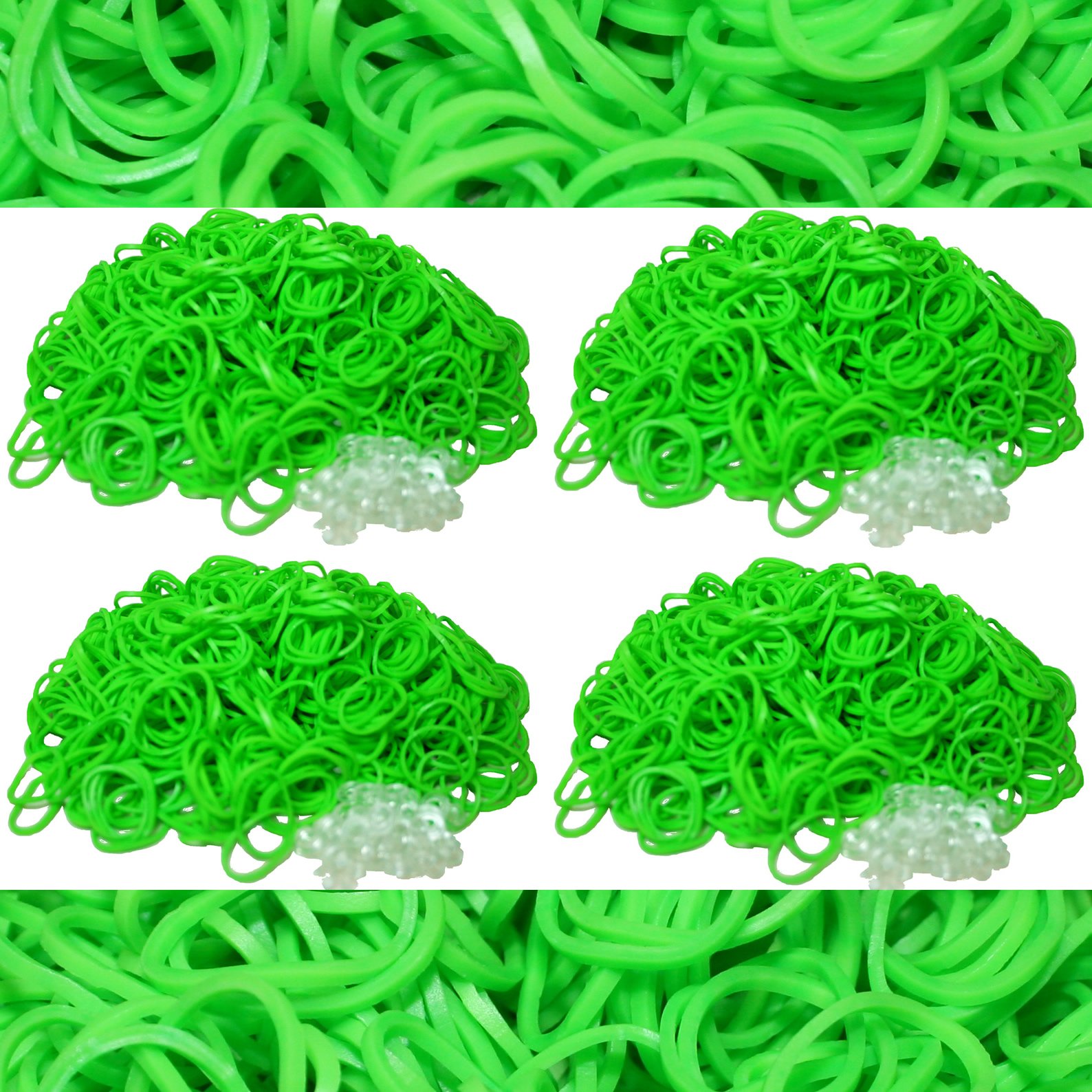 Bluedot Trading 2400-Piece Lime Green Rubber Band Kids Craft with Rainbow Bracelet Kit Refill Pack