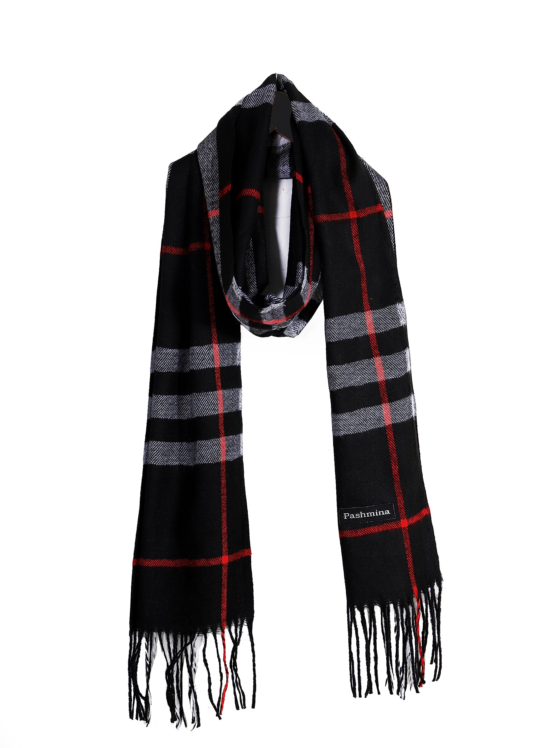 Ravaiyaa - Attitude is everything Men and Women's Wool Scarf Muffler Plaid Check Design Casual Winter Wear Warm Scarves 72" X 14" Inch Gifts For Brother (Black)-picture-23