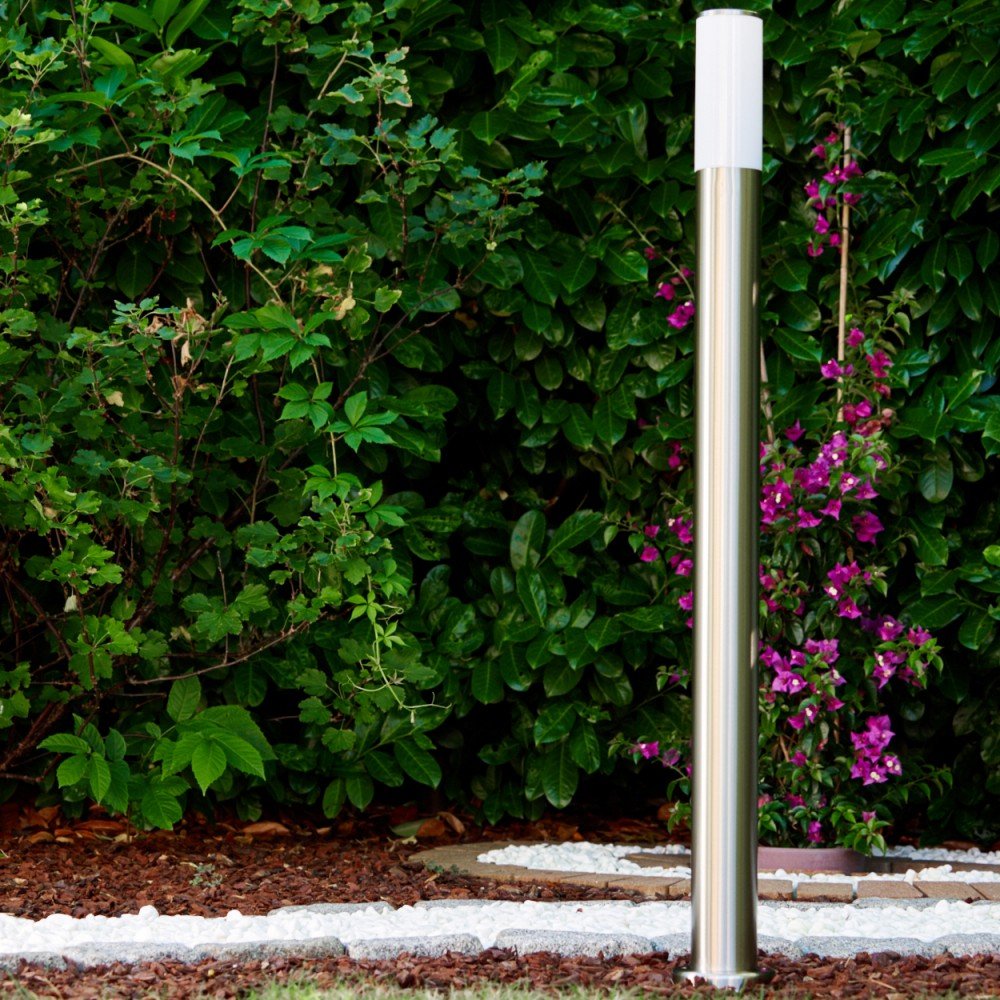 Lampada da esterno Caserta, lampada moderna con base in acciaio inox e dischi in plastica, luce di percorso 110 cm, lampada da giardino, E27, illuminazione da giardino IP44, senza lampadina/e