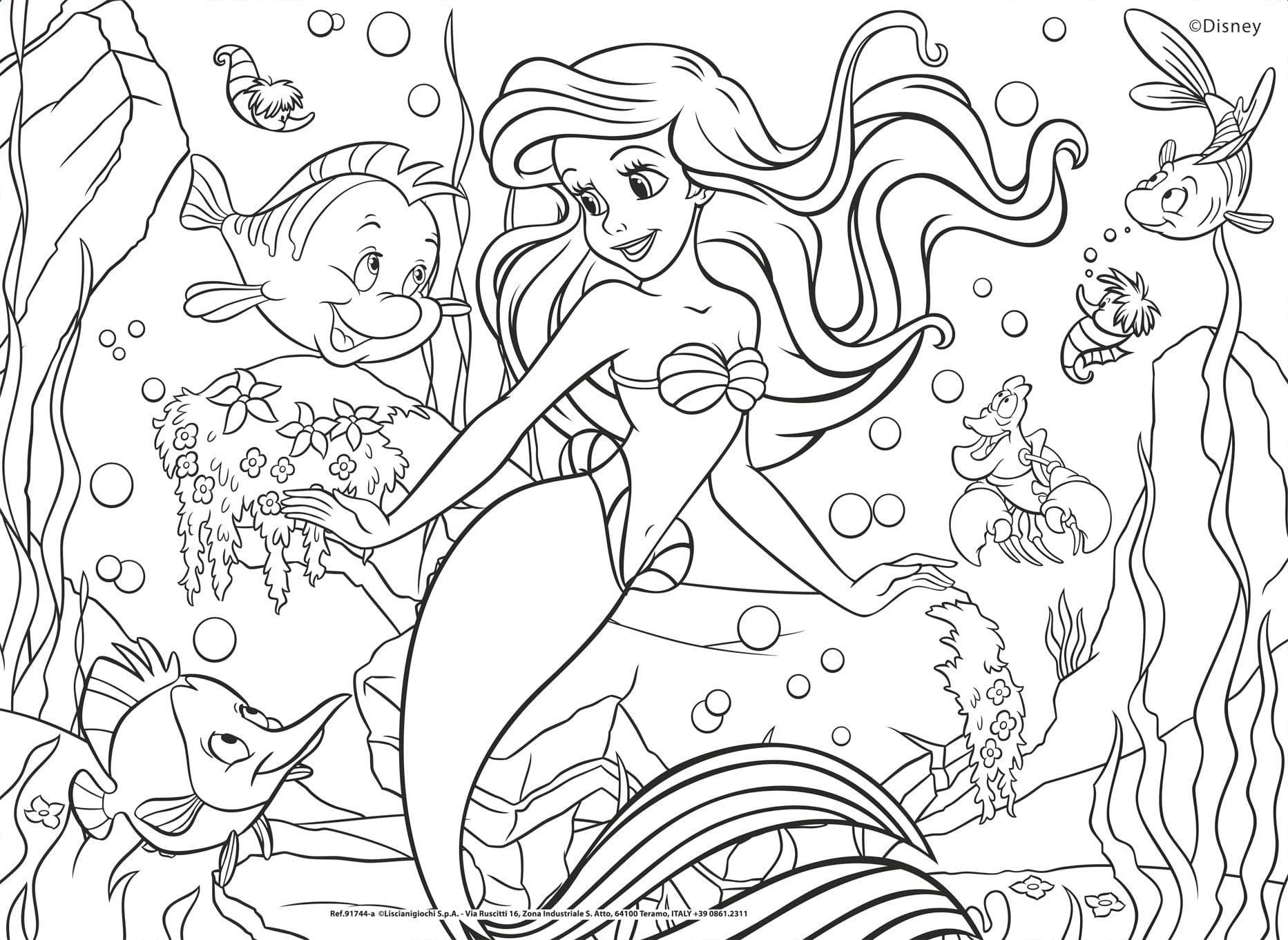 Lisciani - PUZZLE DISNEY Princesas para Niños a Partir de 3 Años - 4 x 48 piezas - 2 en 1 - Doble Cara con Reverso para Colorear - Princesas de DISNEY - Fabricado en Italia - 192 piezas