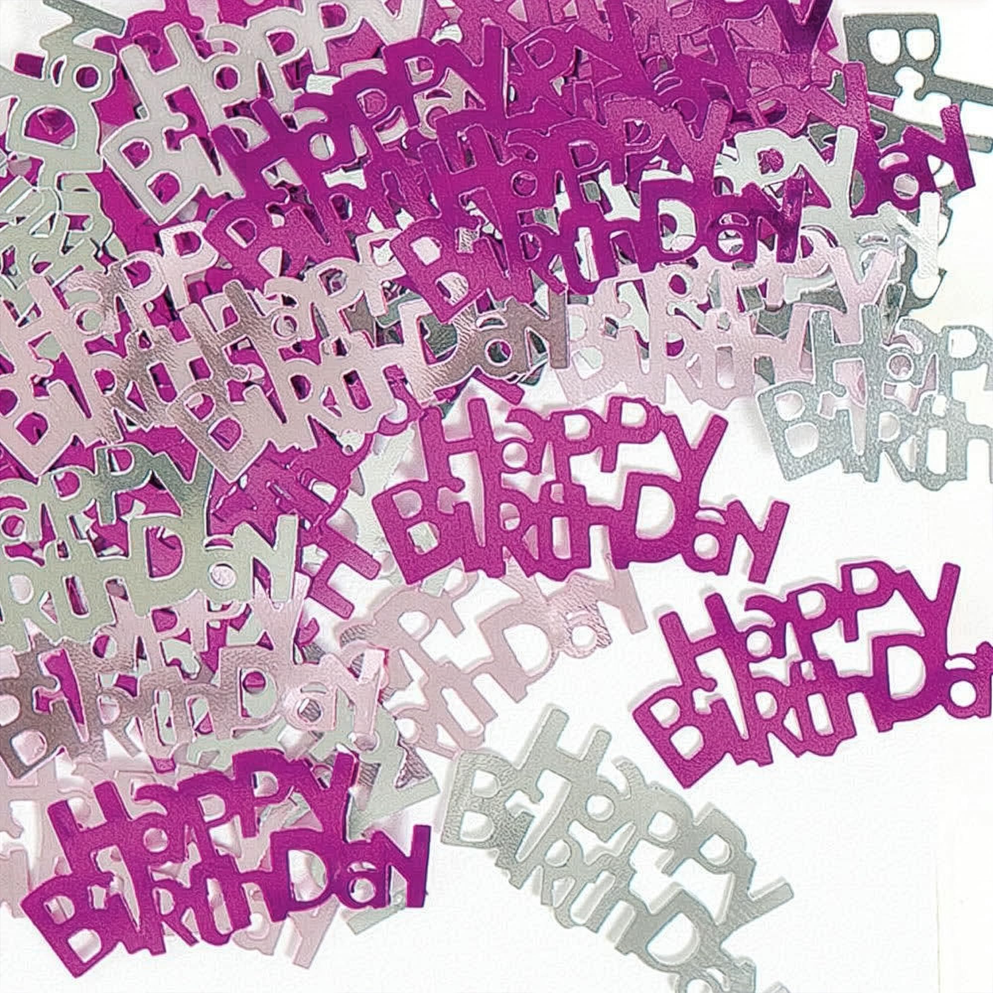 Shatchi Pink And Silver 14 Gram Pink & Silver Happy Birthday Confetti Table Scatter Glitz Sprinkles Stardust Bday Party Decorations For Kids Adults, (Shatchi - 180)