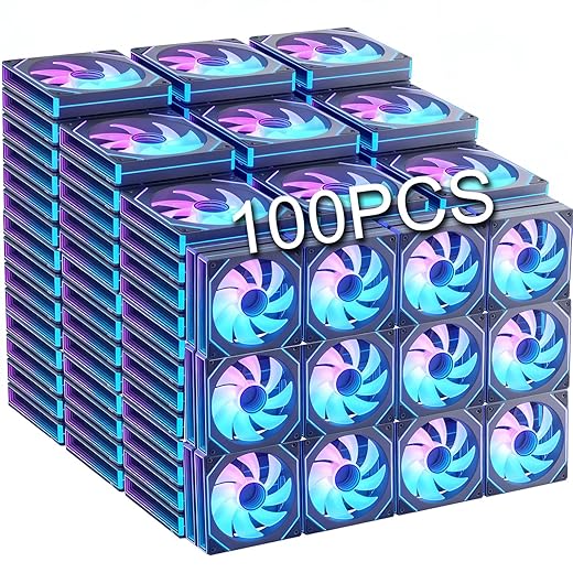 100Packs 120mm ARGB Case Fan, 50 Forward Fans +50 Reverse Fans,Double Infinity Mirror ARGB Fans Low Noise High Airflow PWM RGB PC Fans for Cases CPU Coolers