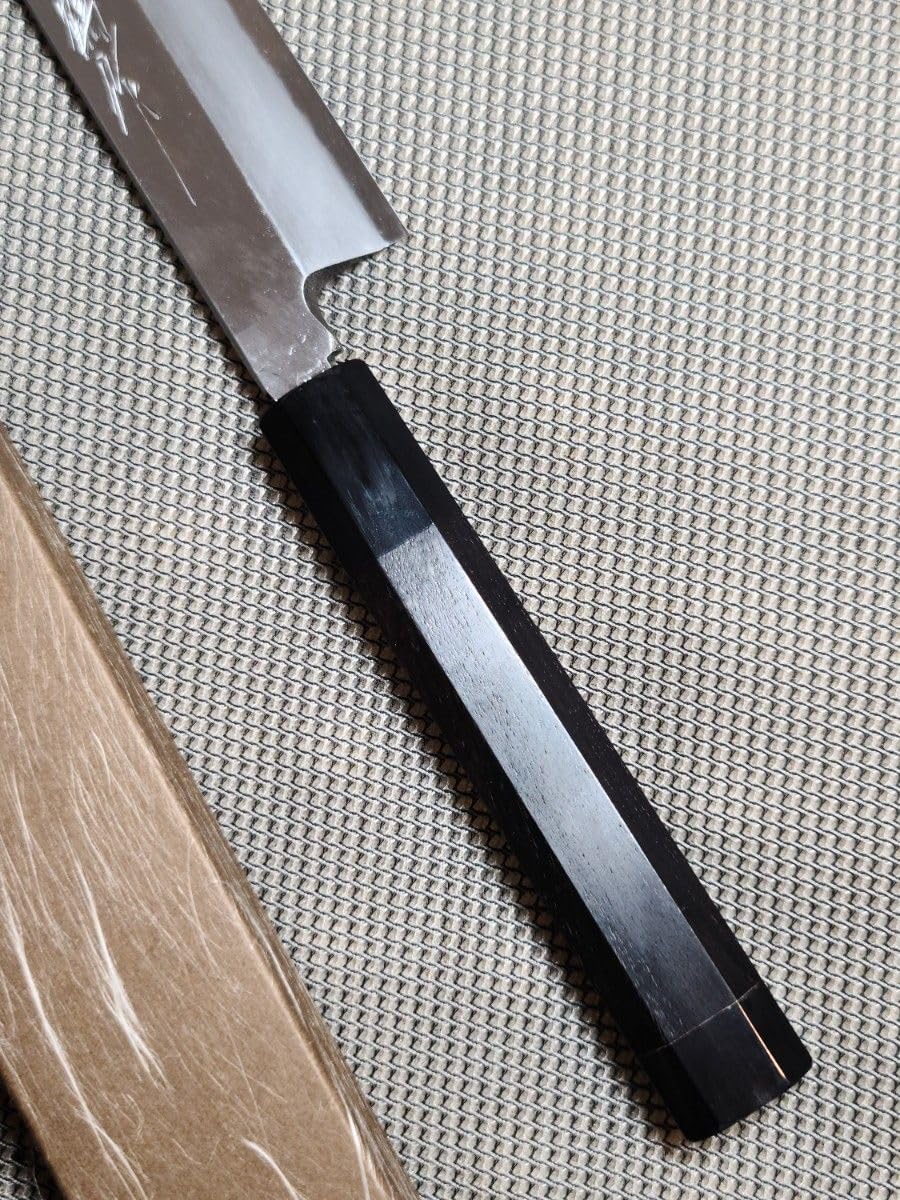 堺打刃物】刺身 柳刃包丁青鋼 尺二寸水牛八角柄 堺打刃物】刺身 柳刃包丁青鋼 尺二寸水牛八角柄