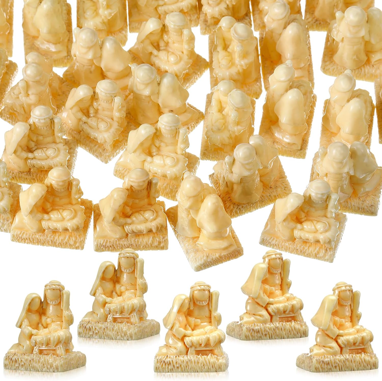 RoundFunny 50 Pcs Christmas Miniatures Nativity Resin Nativity Figures Bulk