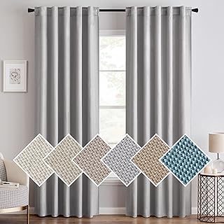Linen Texture Curtains 90 Inches Long Curtain Panels for Bedroom/Living Room Blackout Curtain Drapes Thermal Insulating Rod Pocket & Back Tab 2 Panels -Dove White