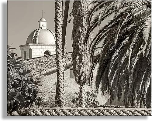 Santa Barbara California Mission Photo Print in Sepia Tone