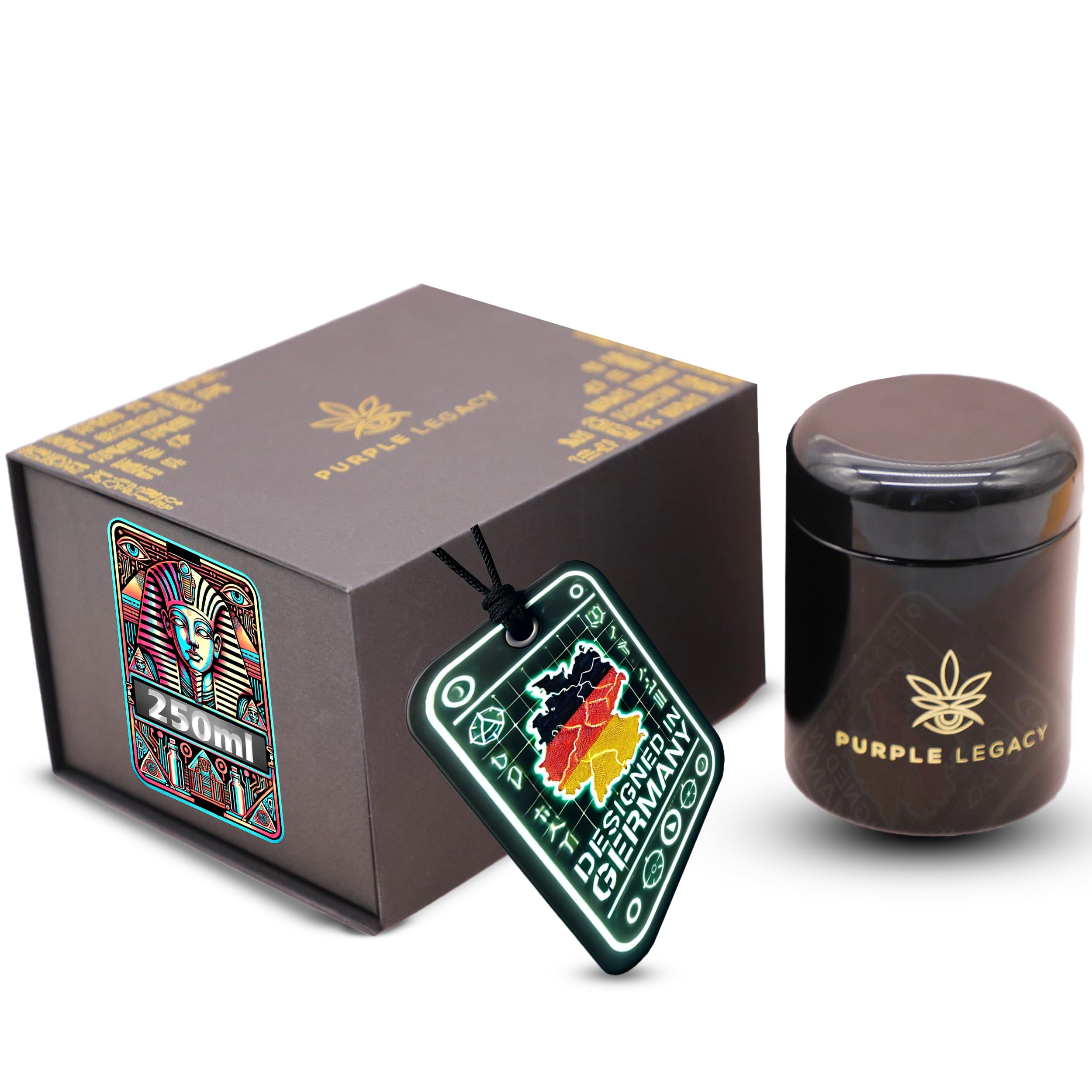 Tarro hermético de cristal violeta UV, recipiente hermético para hierbas, té, café, vidrio hermético, 1 versión de 250 ml