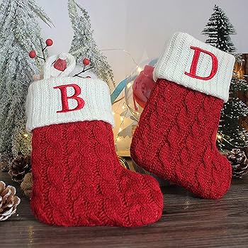 Small red christmas stockings with initials Clearance