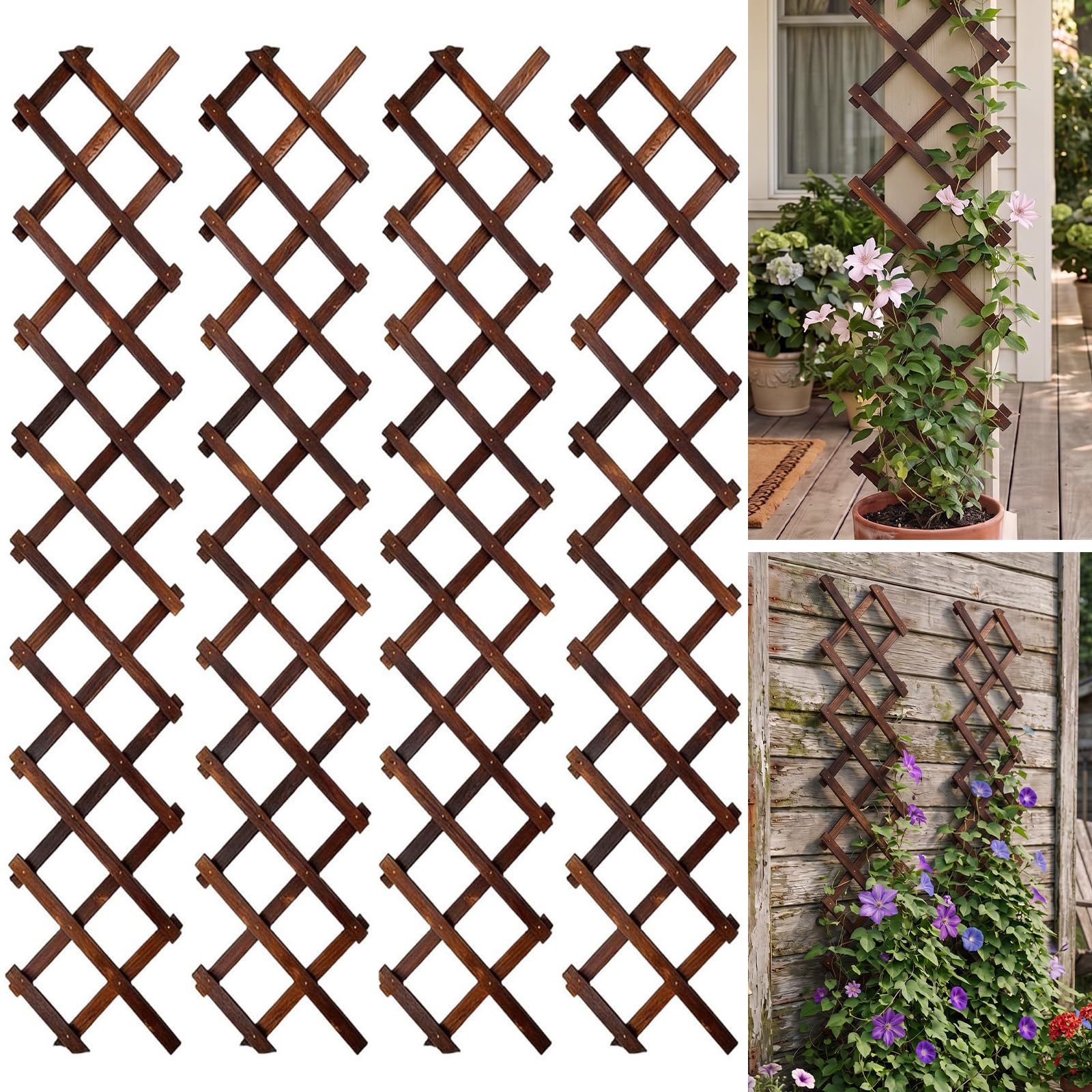 4Pcs Expandable Garden Trellis, 13"x68" Trellis for Climbing Plants Outdoor
