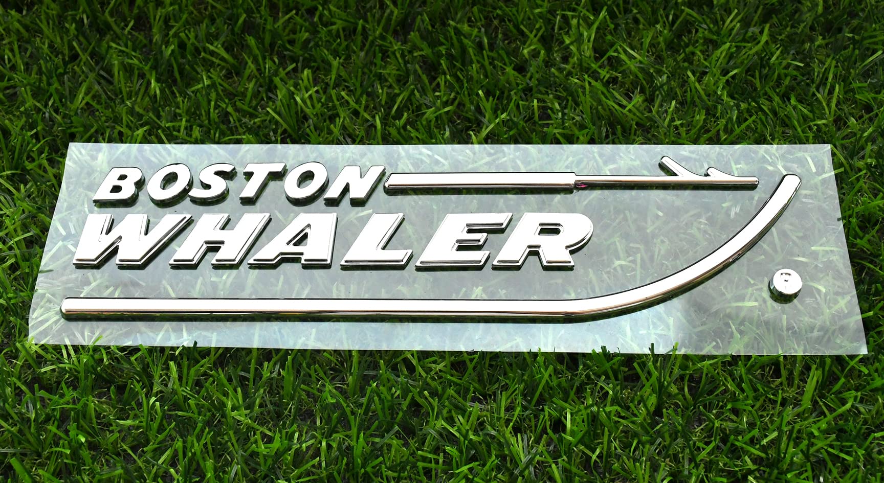 2 pezzi Boston Whaler Emblema 3D Badge Targhetta Dimensioni lettera 20-3/4 "x 5,1 cm Peel and Stick (cromato)