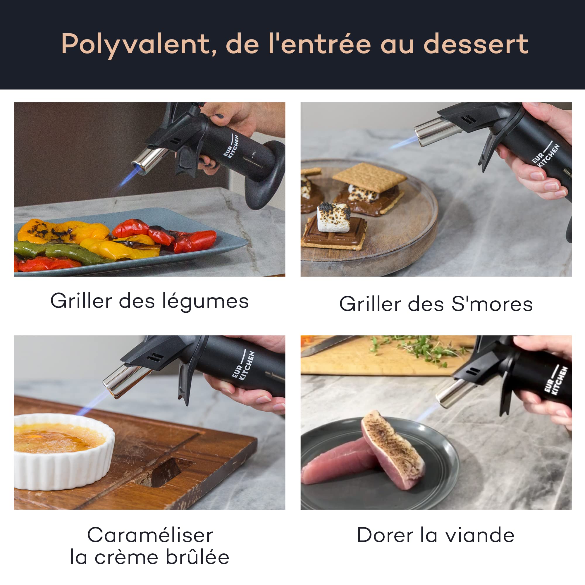 Chalumeau De Cuisine Réglable – Briquet Pour Caramélisation – Cuisson Au Gaz (non Inclus)