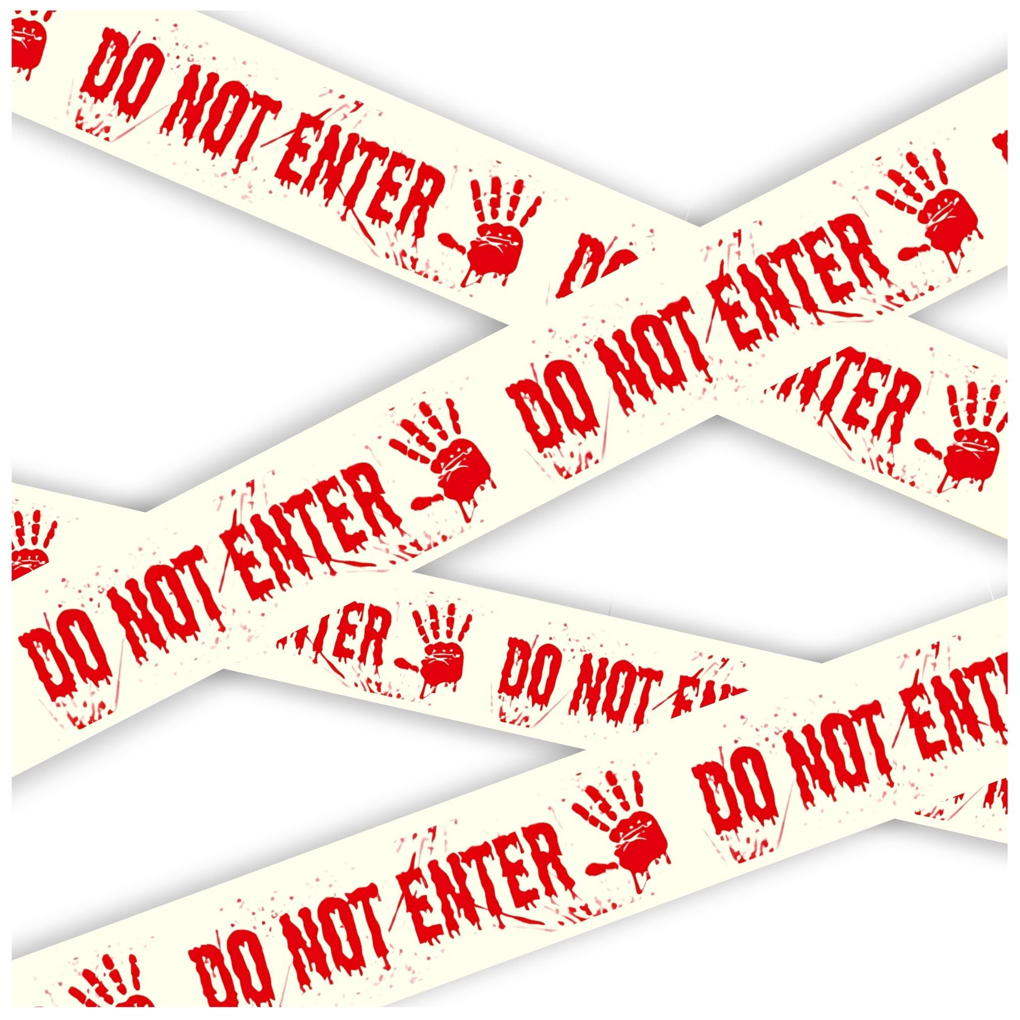 AKH® Halloween Warning Tape 12.2m x 7cm - Halloween Fright Tape, Caution, Danger, and Do Not Enter Decoration Tape for Halloween Parties, Haunted House Decor, Zombie and Crime Scene Themes (Design C)