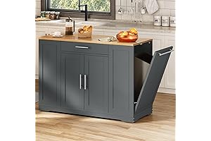 YITAHOME Grey 53" Kitchen Island on Wheels, Portable Rolling Islands Table w/Sink,...