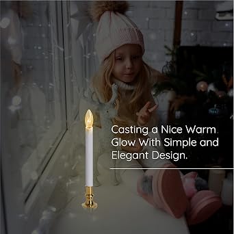 Electric Christmas Window Candle Lamp - 6-Pack | Brass-Plated Base with LED Bulbs | Dusk-to-Dawn Auto Sensor | Turns On in Dark, Off in Light | Ready to Use!