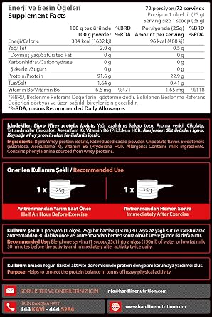 Hardline Nutrition Hipro Çikolatalı 1800 Gr