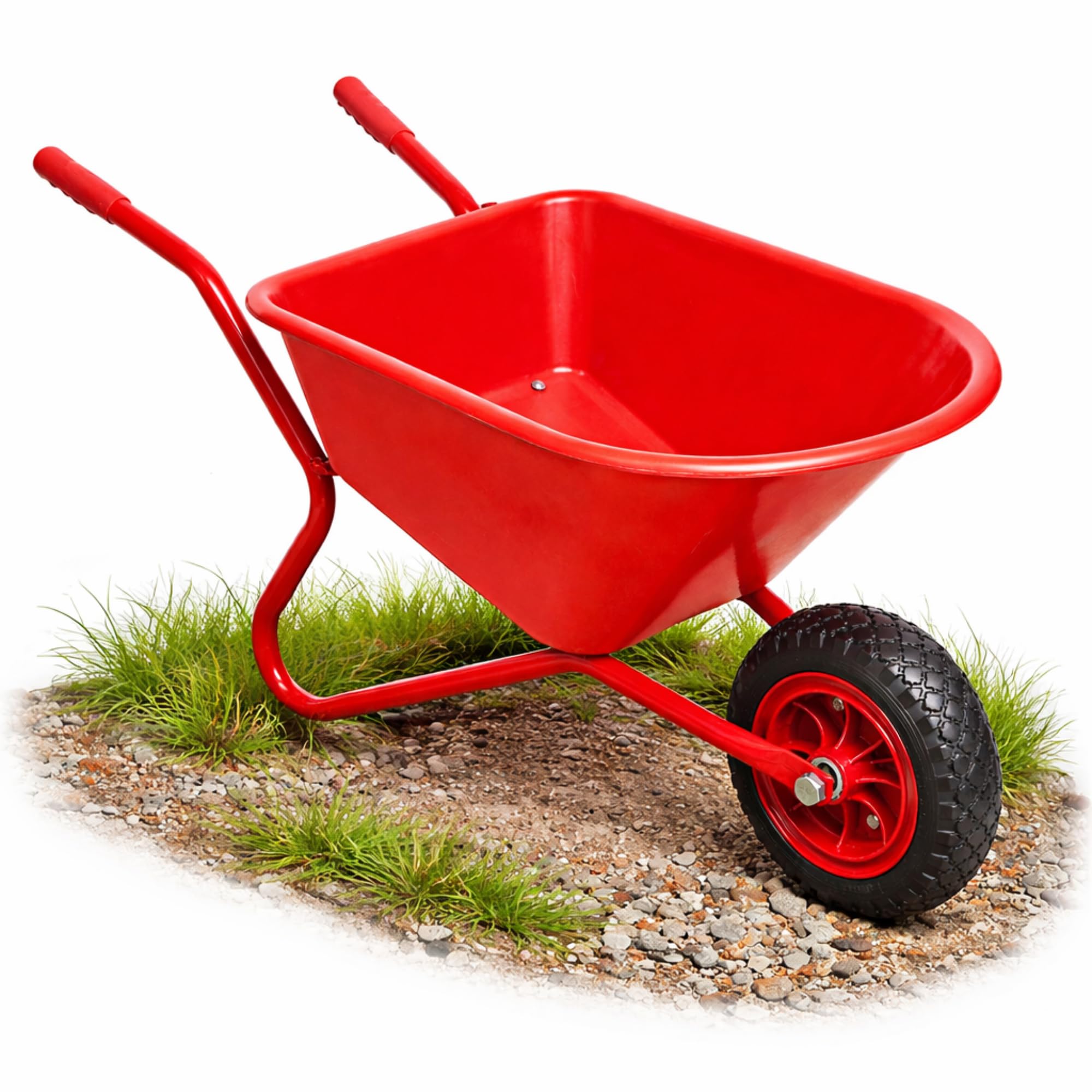 Kinder Schubkarre aus Metall – robuste Kinderschubkarre mit Eva Rad, Stabiler Rahmen, ideal für Garten & Sandkasten, Spielzeug ab 3 Jahren