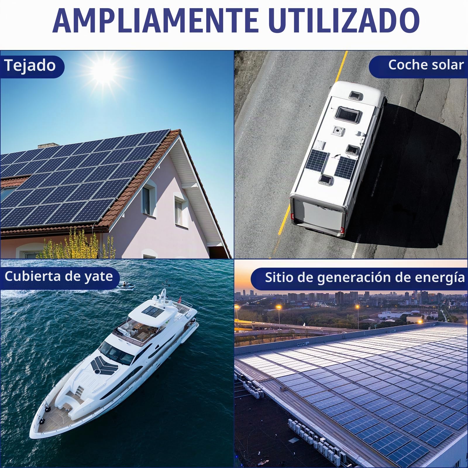 Kit Soporte Placas Solares, Soporte para Panel Solar 20cm×6 | Soporte de montaje · 6 rieles, 6 ganchos, 4 abrazaderas, 2 clips y tornillos · para techo, pared, barco y caravana