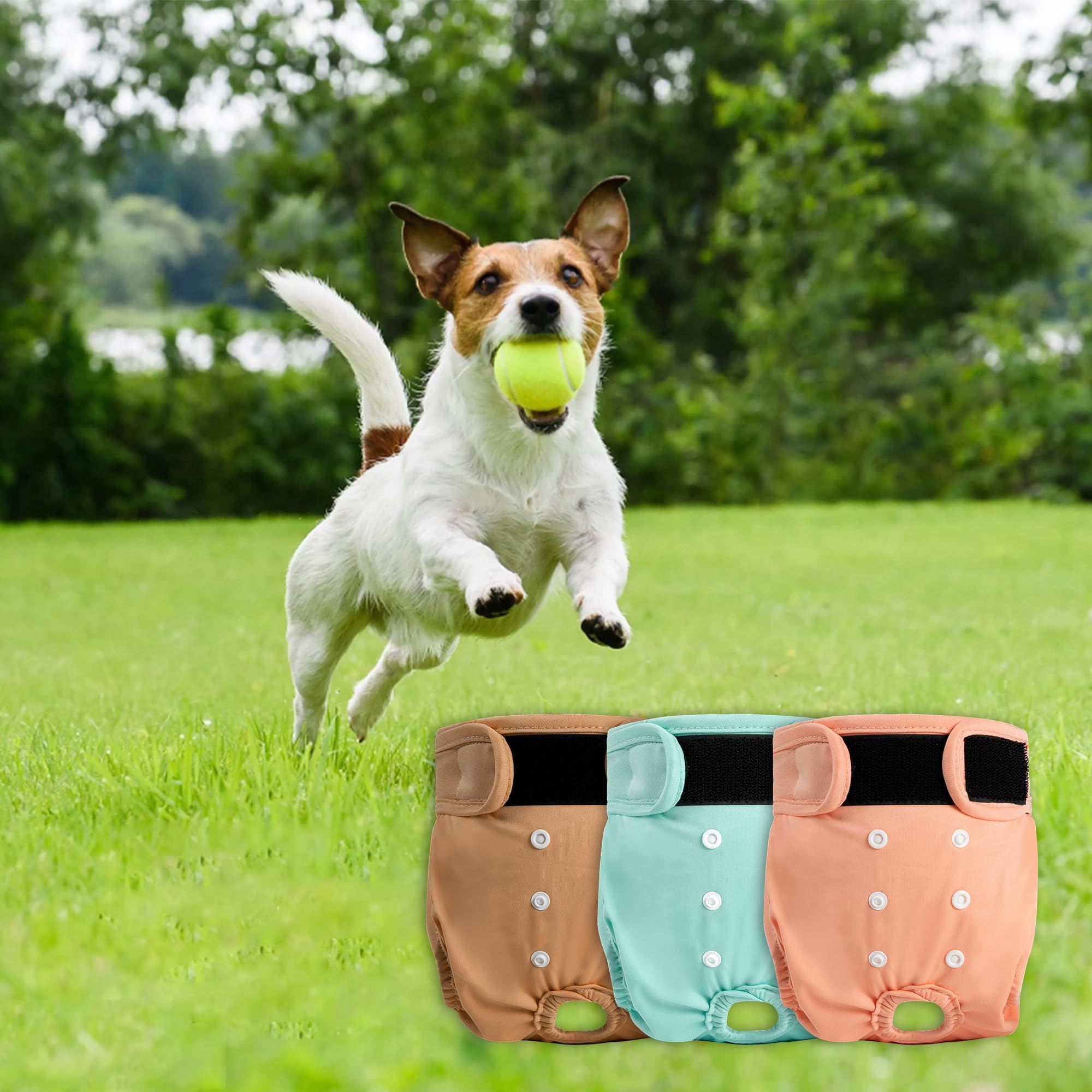 Paquete de 3 pañales reutilizables para perras, pañales lavables para perros, pañales altamente absorbentes para perros, falda ajustable a prueba de fugas para cachorros, para calor,