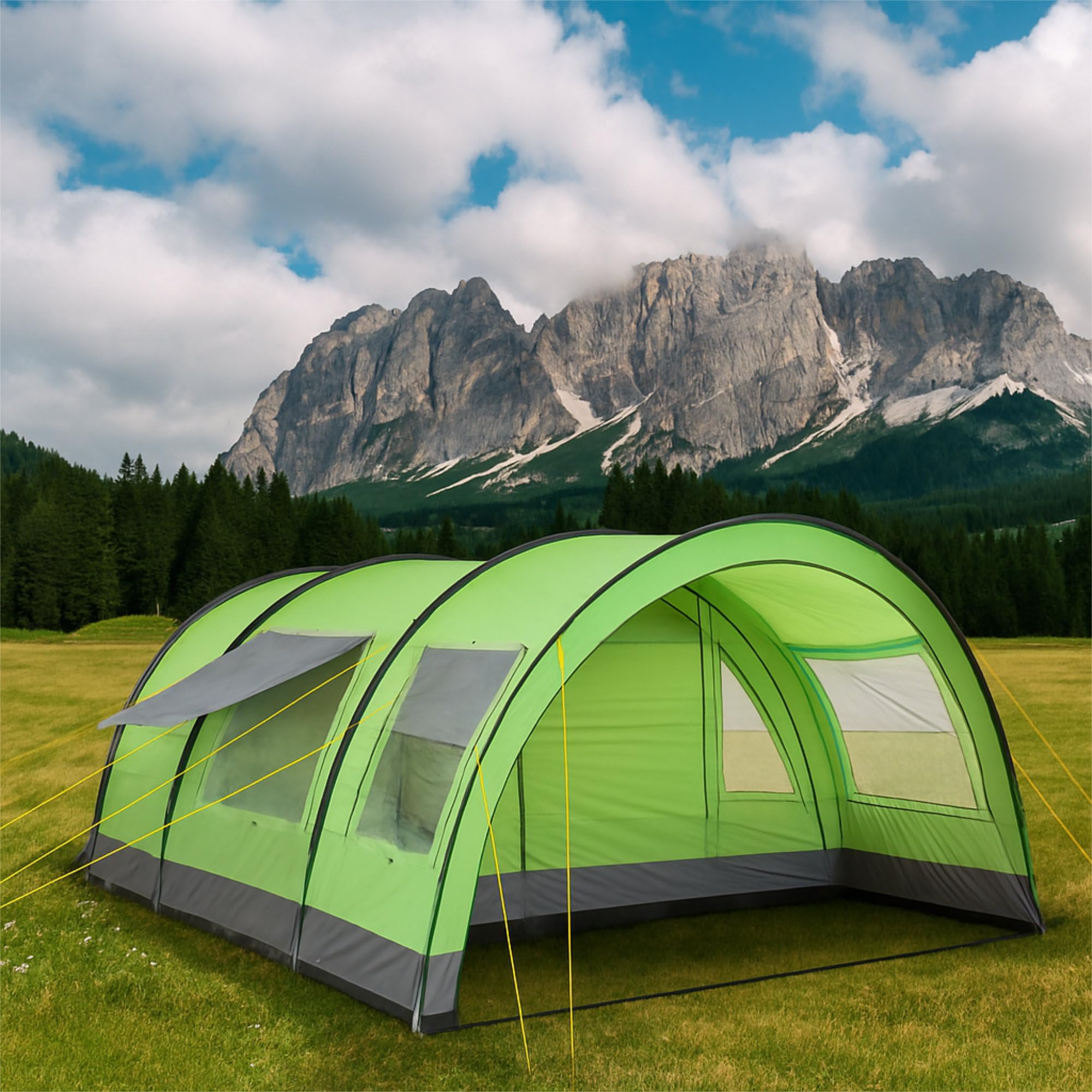 CampFeuer Tenda a tunnel per 6 persone "Relax6" | Tenda a tunnel variabile con cabina letto separabile e 5.000 mm di colonna d'acqua | Tenda a gruppo | Tenda da campeggio