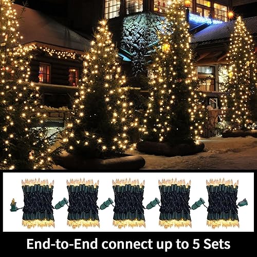 Miniatura 4 de Juego de luces de Navidad superbrillantes extensibles de color blanco cálido, 100 luces de 19.6 pies, con certificación UL, mini luces para árbol de