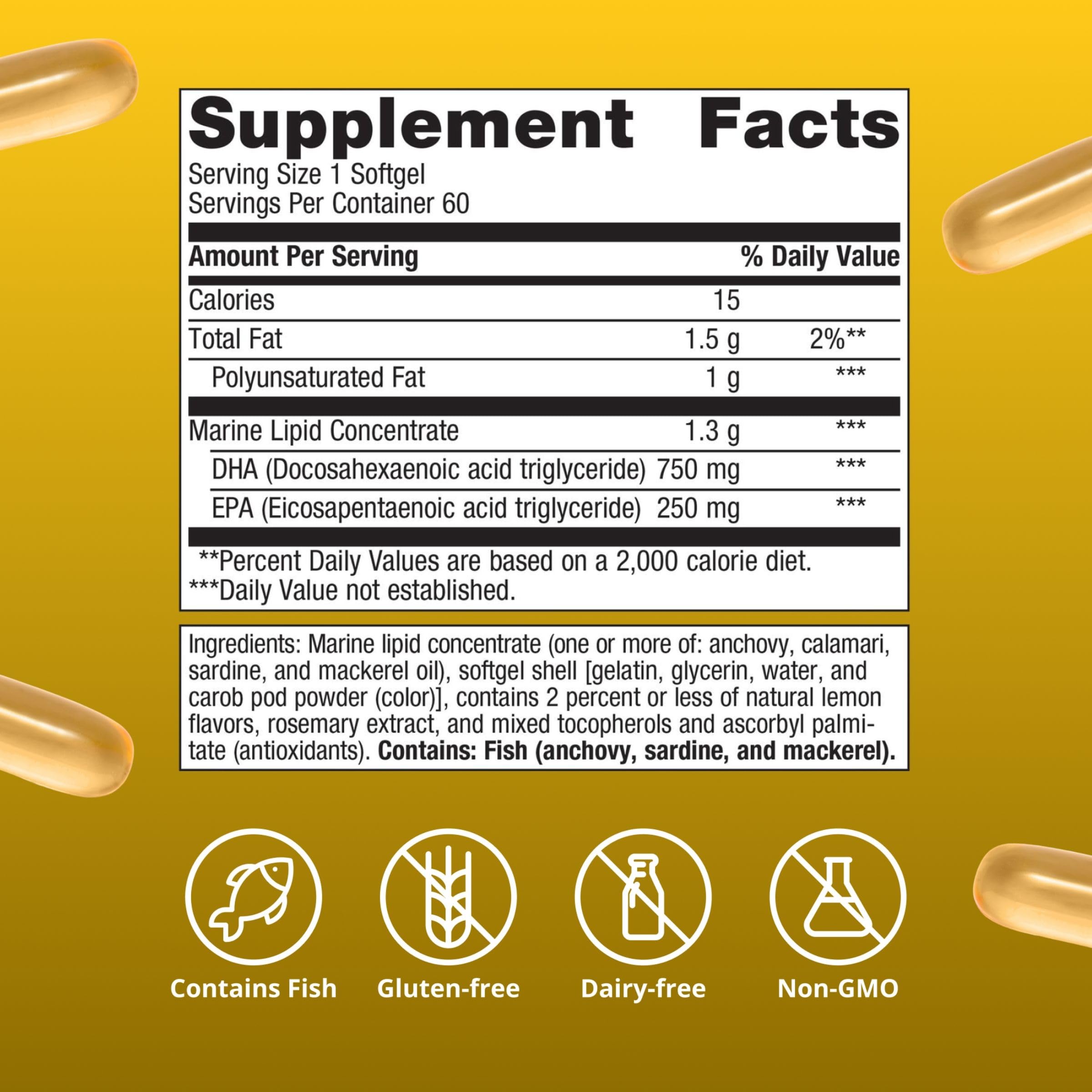 Metagenics OmegaGenics Fish Oil Neuro Omega 3, 750 mg DHA, 60 Softgels — Amazon image 4