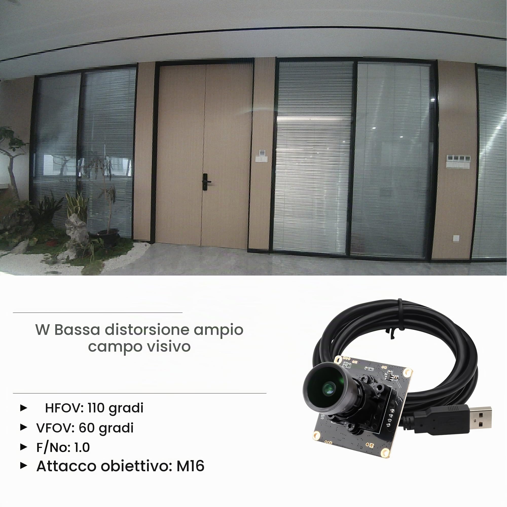 Svpro Modulo fotocamera USB 1080P Low Light 0.0001 Lux Starlight Webcam Board, obiettivo M16, F1.6, grandangolo 110 gradi senza distorsione, USB Plug & Play per Windows, Linux, Android, MacOS