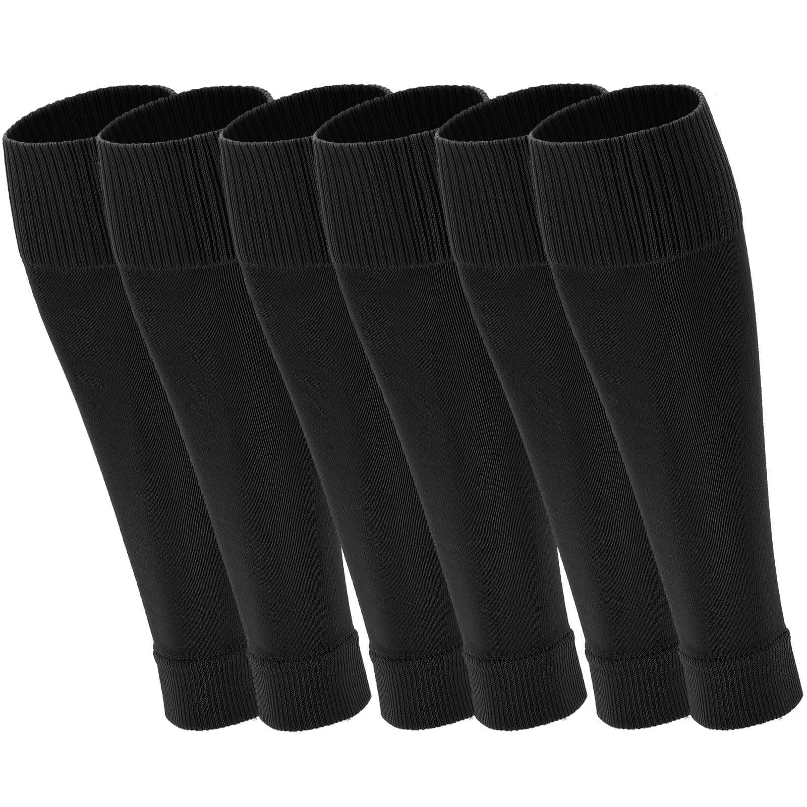 Geebuzz 3 Pairs Football Sock Sleeves, Pre-cut Football Sleeves compatible with grip socks, Shin Guards Sleeves for Football, Basketball, Rugby (Black, Medium)