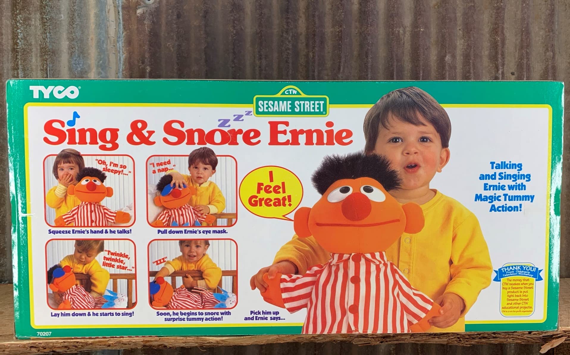 TYCO Vintage 1996 Sesame Street Sleep And Snore Ernie Talking & Singing