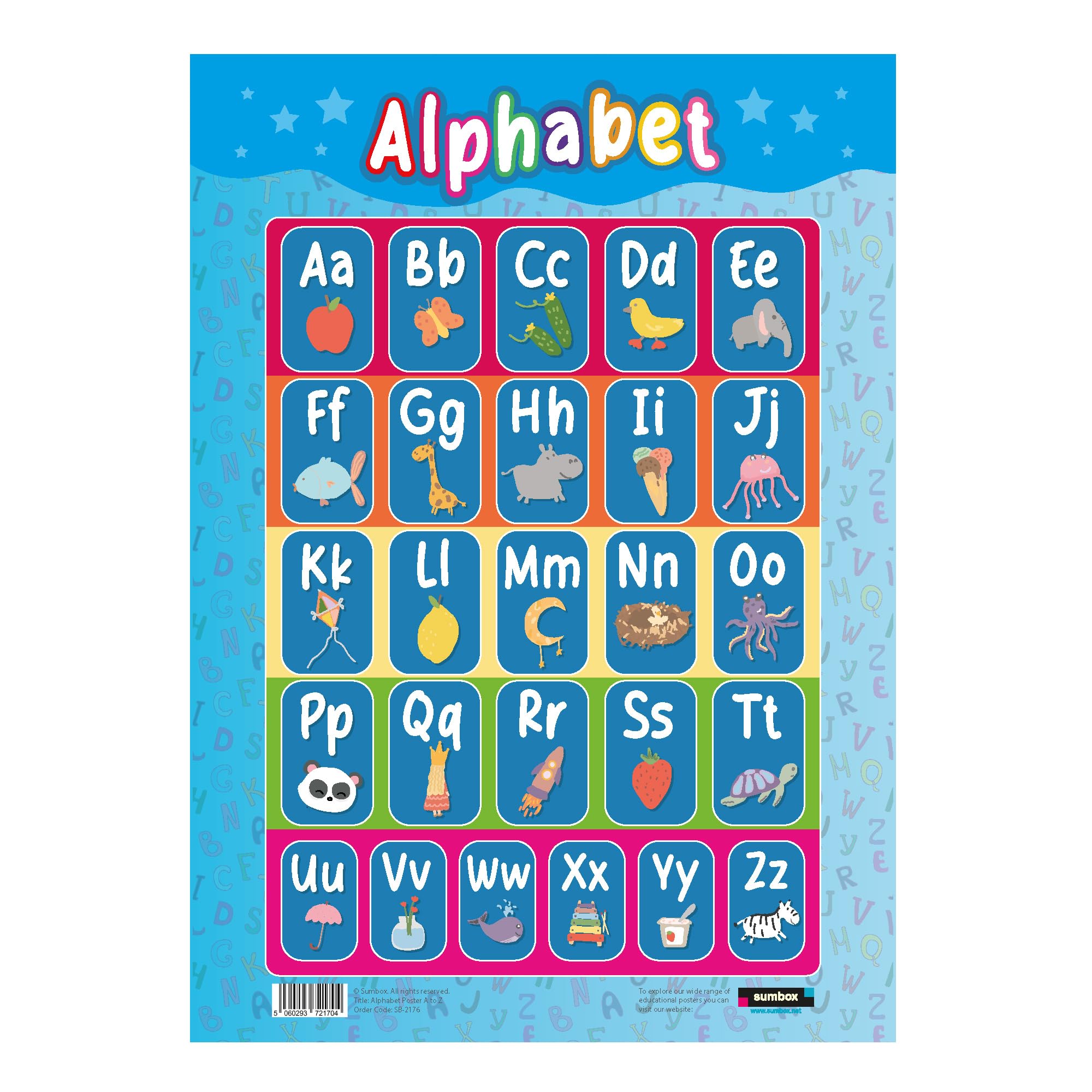 Sumbox Alphabet Educational Poster for Kids, Colourful Alphabet Phonetics A3 Poster for Early Years Learning, Classrooms, Nurseries, Playrooms or Preschool