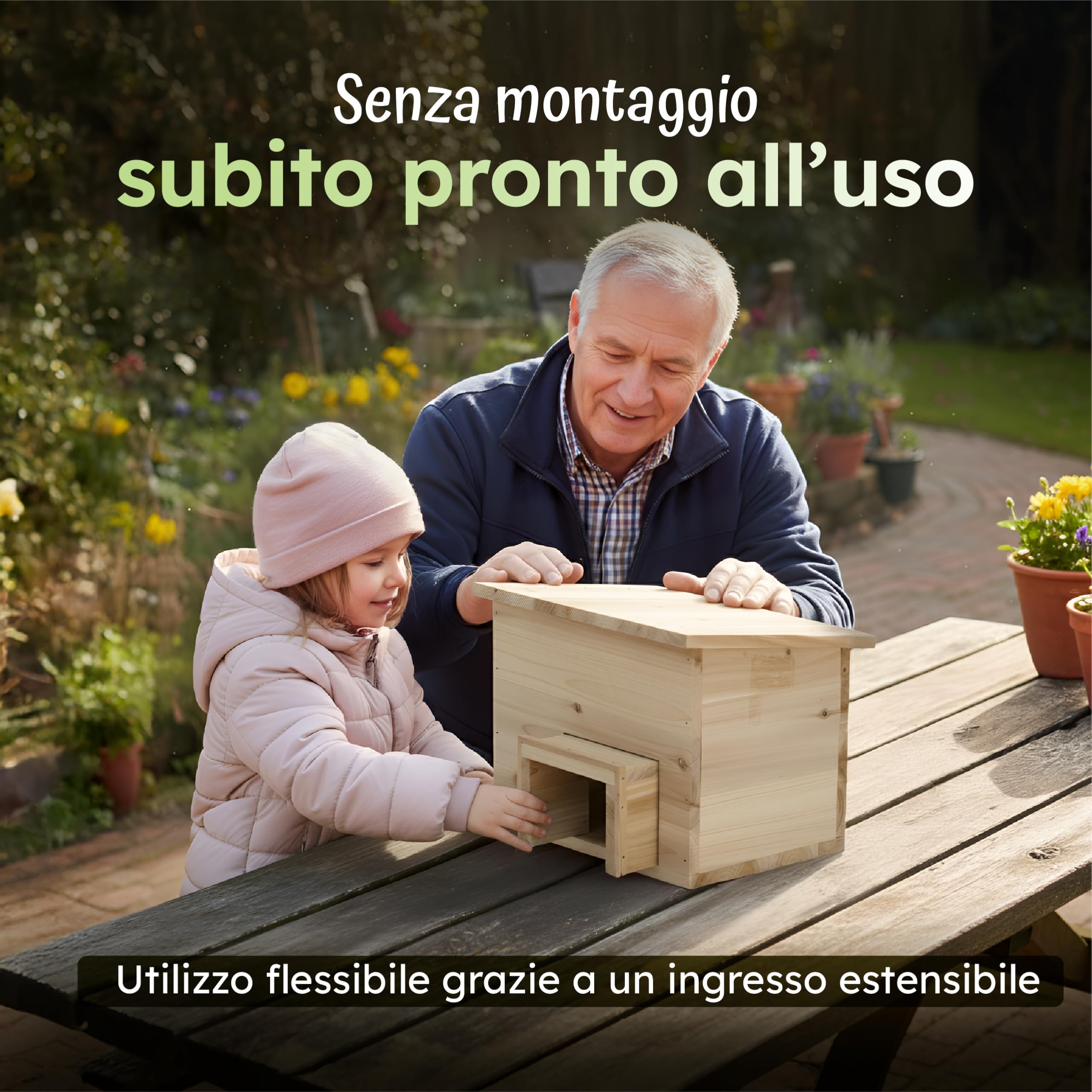 Moorland Casetta per ricci rifugio compatto in legno FSC® naturale base
