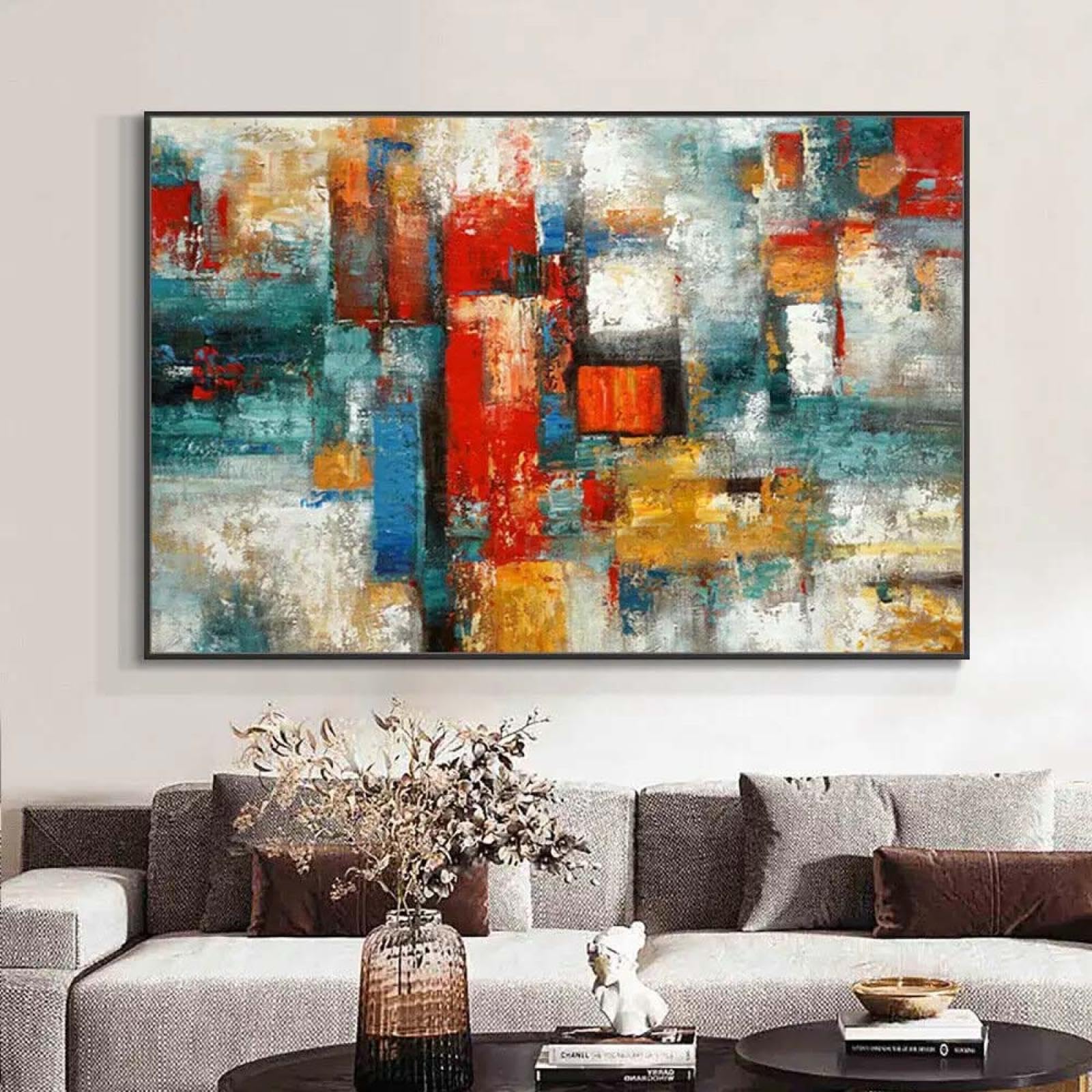 Bilder Abstrakt Bunt Style Leinwandbild 200x100 cm Modern Groß XXL Wohnzimmer Schlafzimmer Wandbild Kunstdruck Wandbilder Canvas Desing Wanddeko Wand Bild auf Leinwand Ungerahmt