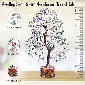 Amethyst & Green Aventurine Crystal Tree Gemstone Tree of Life Chakra Bonsai Tree for Room & Office Decor Spiritual Gift Meditation Birthday Gift for Women Mom her Sister Housewarming Gifts Home