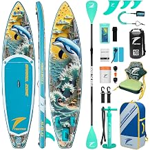 11/116" x 33"/34" x 6" TIDETREK Inflatable SUP Paddle Board Extra-Wide, Stable Stand Up Paddle Board with Premium Full Accessory Set for Adults & Youth
