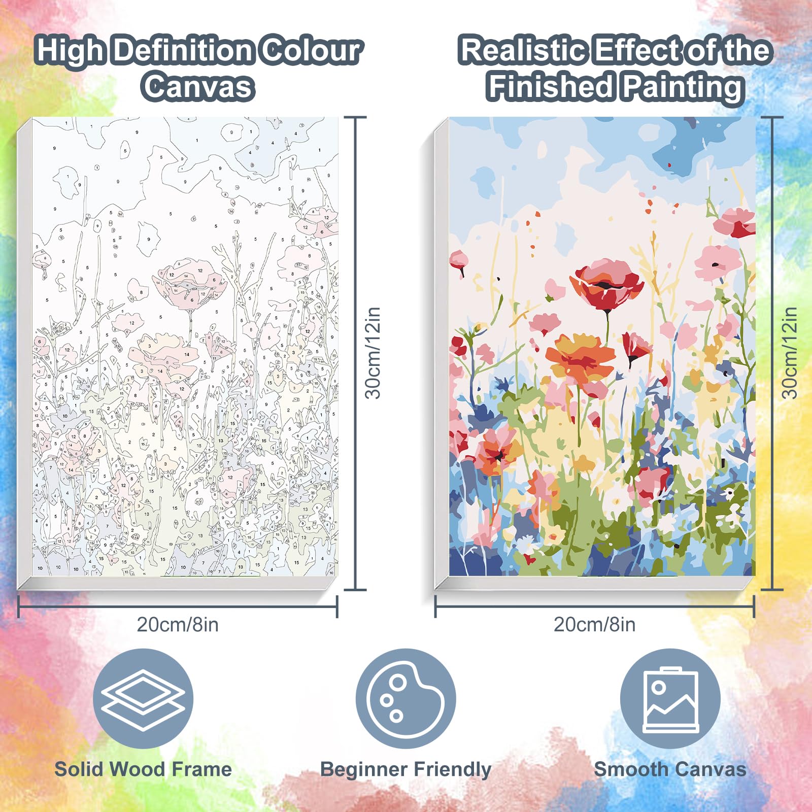 Kalonyth Flowers Paint by Numbers for Adults with Frame Beginner 8x12 inch, Frame-OP-UK06 - Image 3