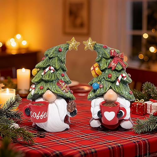 Miniatura 4 de Hodao Figuras de elfo de Navidad con sombreros de árbol, decoración de mesa de café de elfos, acogedores detalles festivos de decoración del hogar