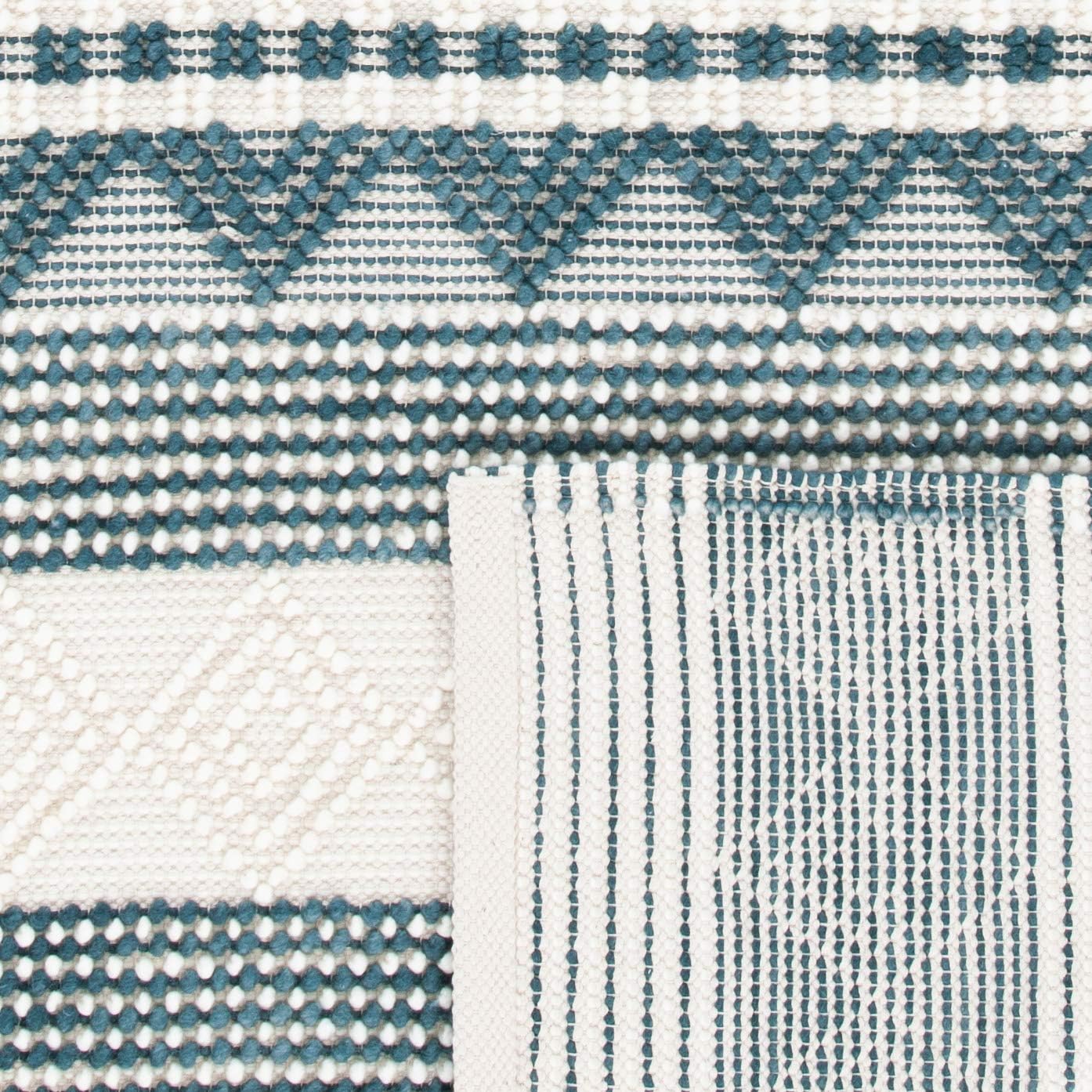 SAFAVIEH Natura Collection Area Rug - 6' x 9', Dark Green & Ivory, Handmade Moroccan Boho Tribal Wool & Cotton, Ideal for High Traffic Areas in Living Room, Bedroom (NAT102Y)