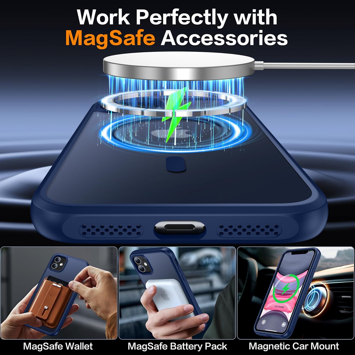 Magnetic for iPhone 11 Phone Case-Compatible with MagSafe-Slim Translucent Matte-Military Grade Drop Protection Phone Case for iPhone 11 6.1",Translucent Blue - Image 3