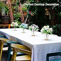 Vista 2 de Flores artificiales con jarrón, centros de mesa de boda para mesas, arreglos de flores falsas para decoración de bodas, decoración de mesa de centro