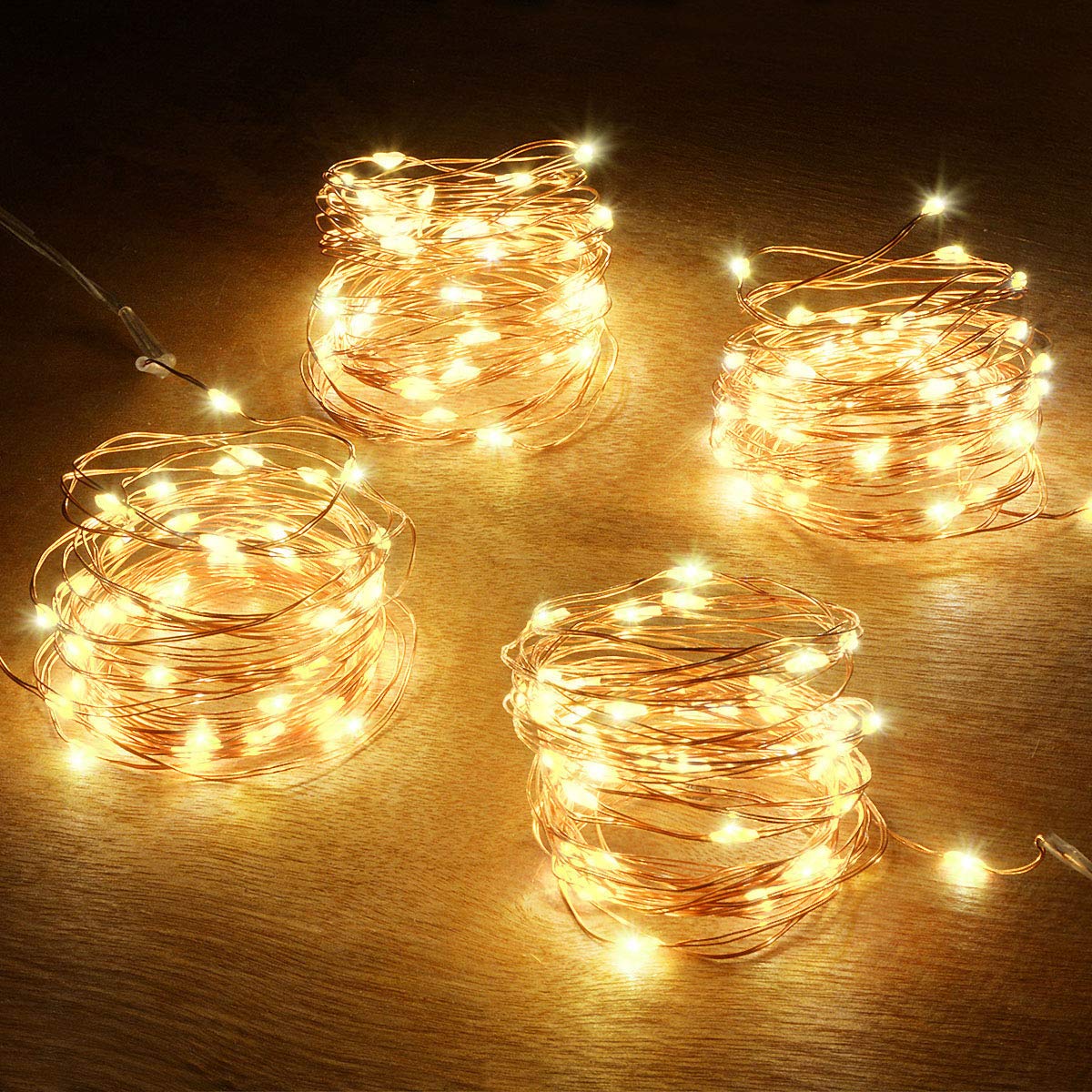 Battery String Lights, 4 Pack 50 LED Warm White Battery-Powered Mini Christmas Fairy Lights, Battery Operated LED Lights for Christmas, Party, Wedding, Centerpiece, Bedroom Decoration