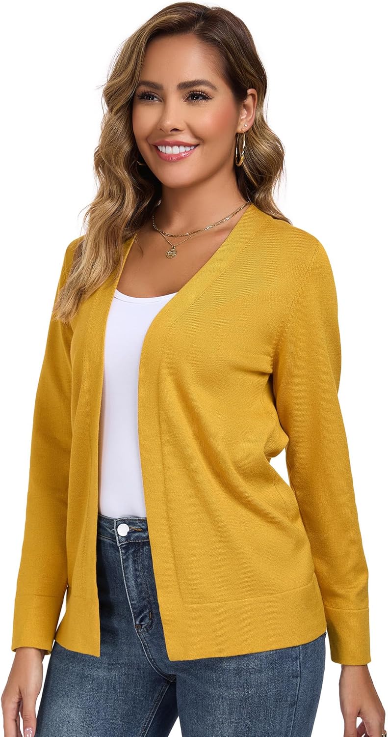 Cardigan Sweaters for Women Open Front Long Sleeve Lightweight Knit Sweater Cardigans - Image 2